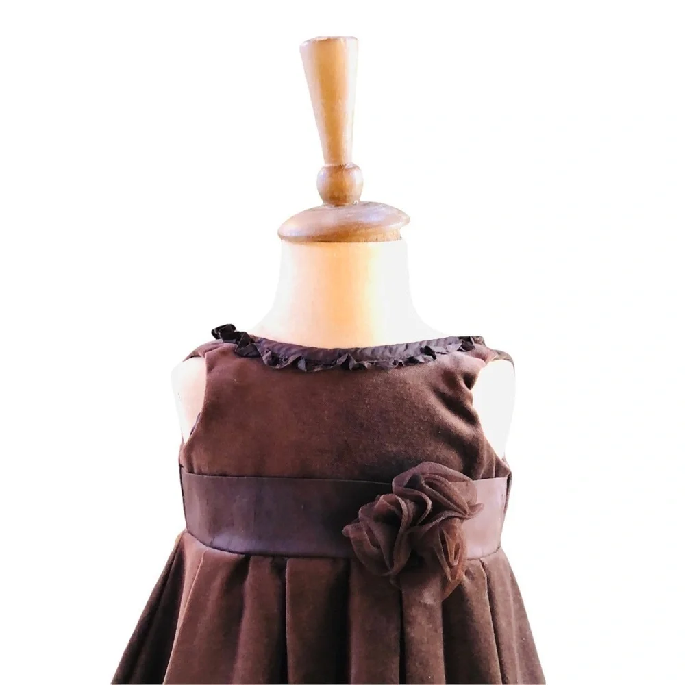 JANIE AND JACK INFANT GIRLS RICH BROWN FANCY DRESS SIZE 3-6 MONTHS